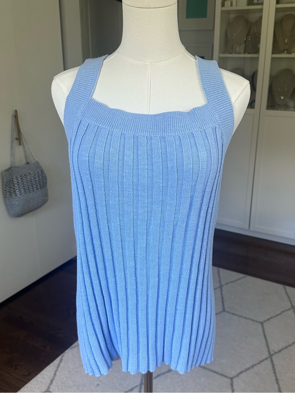 Like New LOFT Ribbed Sweater Tank Top in light eggshell blue